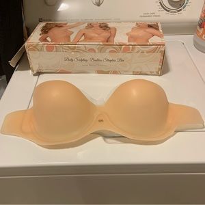 Backless strapless sticky bra.